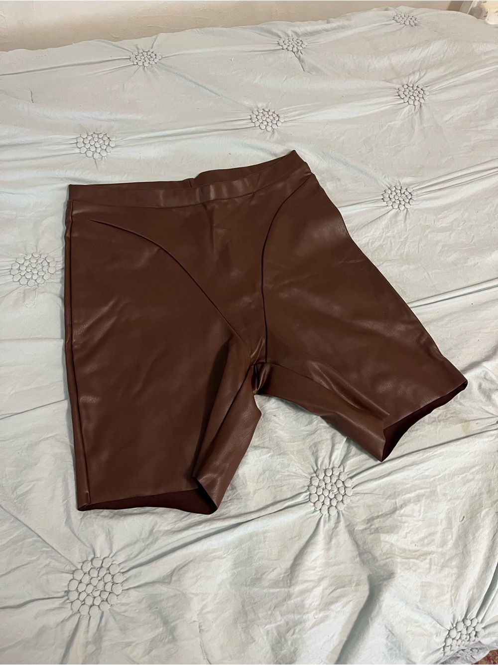 Skims Brown Faux Leather Biker Shorts